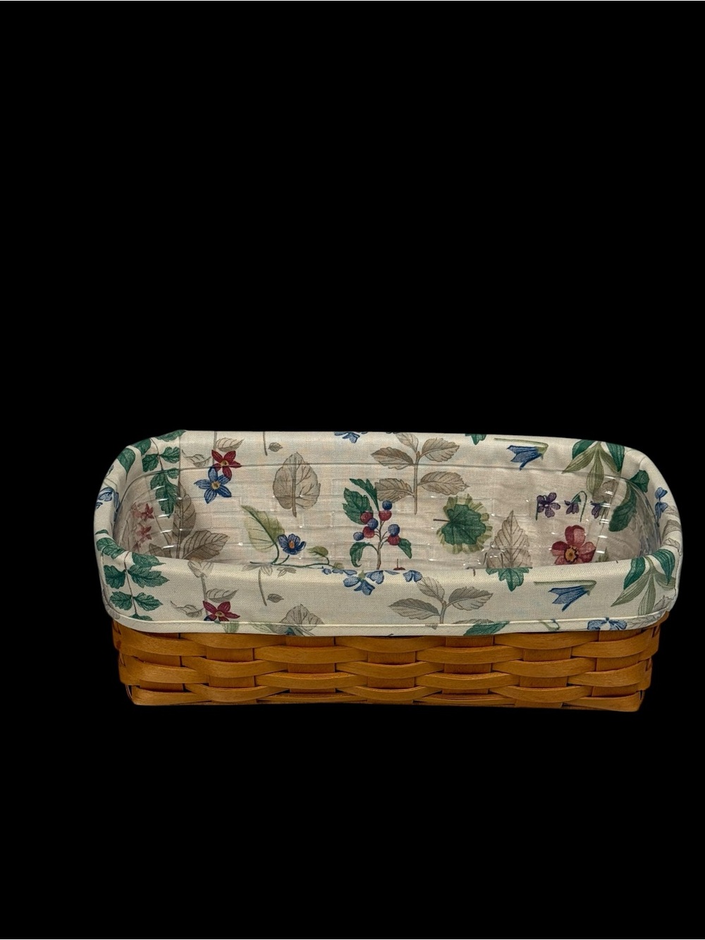 Longaberger Vanity Basket Set Botanical Fields 1999 Liner And Protector Signed